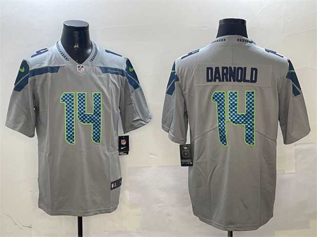 Mens Seattle Seahawks #14 Sam Darnold Gray 2025 Vapor Limited Football Stitched Jersey